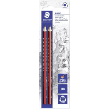 Ołówki grafitowe STAEDTLER Tradition Jumbo HB trójkątne, opakowanie 2 sztuki, czarne z klasycznymi paskami