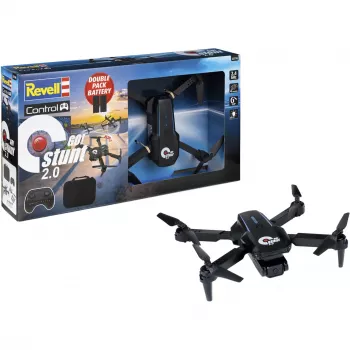 Revell RC Quadrocopter GO! Stunt 2.0 - 2,4 GHz 4-kanałowy dron Ready-to-Fly z żyroskopem 6-osiowym, trybem Headless, obrotami 360°, diodami LED, 3 poziomami prędkości, baterią LiPo, dla dzieci od 8 lat