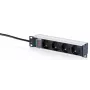 DIGITUS 10-calowa aluminiowa listwa zasilająca PDU, 4 gniazda Schuko, 16A, kabel 1,5 m, czarna