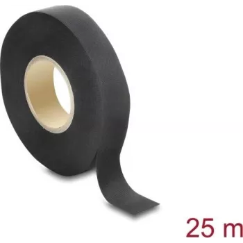 Delock Taśma materiałowa 25 m x 19 mm, odporna na rozdarcie, samoprzylepna, czarna