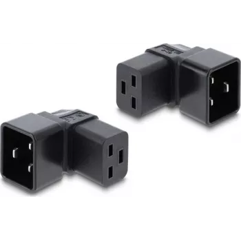 Delock IEC 60320 C20 na C19 przejściówka zasilająca, męska na żeńską, 16 A, kąt 90°, czarna
