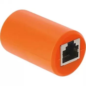 Delock RJ45 żeńskie-żeńskie Cat.6A ekranowany łącznik z ochroną przeciwprzepięciową, pomarańczowy