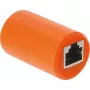 Delock RJ45 żeńskie-żeńskie Cat.6A ekranowany łącznik z ochroną przeciwprzepięciową, pomarańczowy