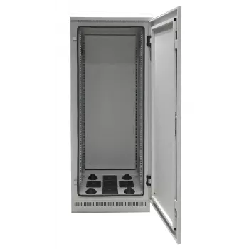 EFB Elektronik 19 inch IP55 Szafa sieciowa 24U 800x800 z wstępnie zmontowanym cokołem, jasnoszara RAL 7035