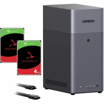 UGREEN DH2300 Zestaw z 2x Seagate IronWolf NAS 4TB CMR (czarny)