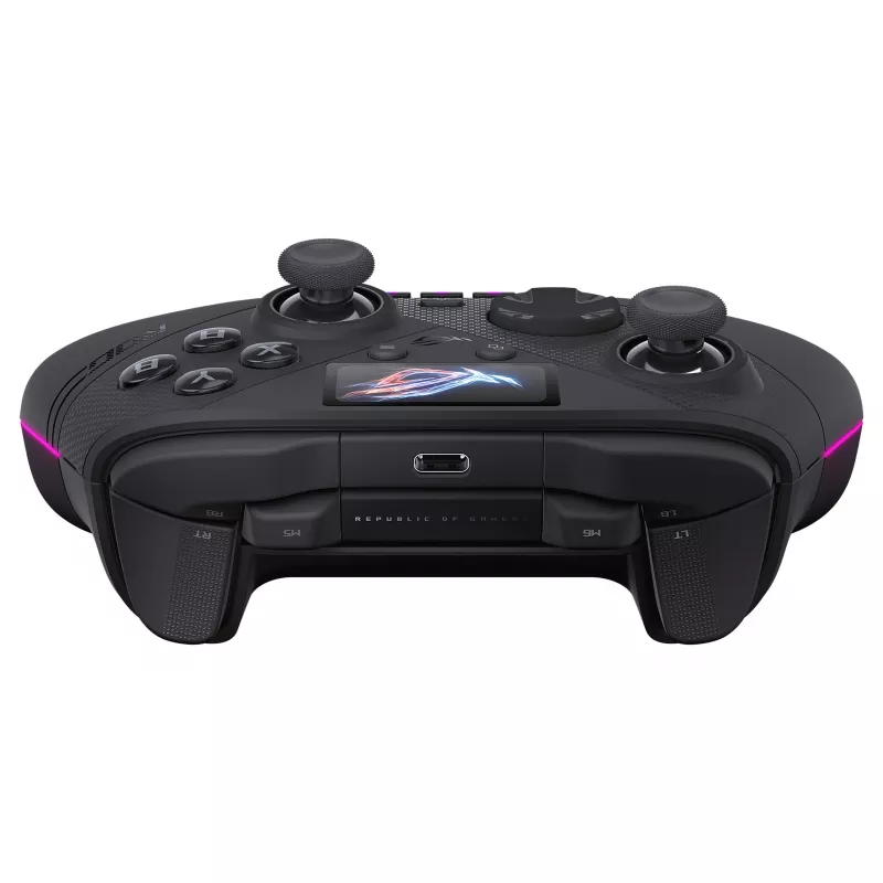 ASUS ROG Raikiri II Pro Kontroler do gier PC - tryb potrójny (USB-C, 2.4GHz RF, Bluetooth 5.0), wyświetlacz OLED, 4 programowalne łopatki, ESS DAC, czarny
