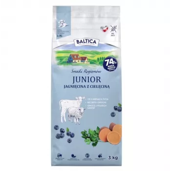 BALTICA Flavours of Regions Junior Jagnięcina z Cielęciną – Bezzbożowa sucha karma dla szczeniąt, 3 kg