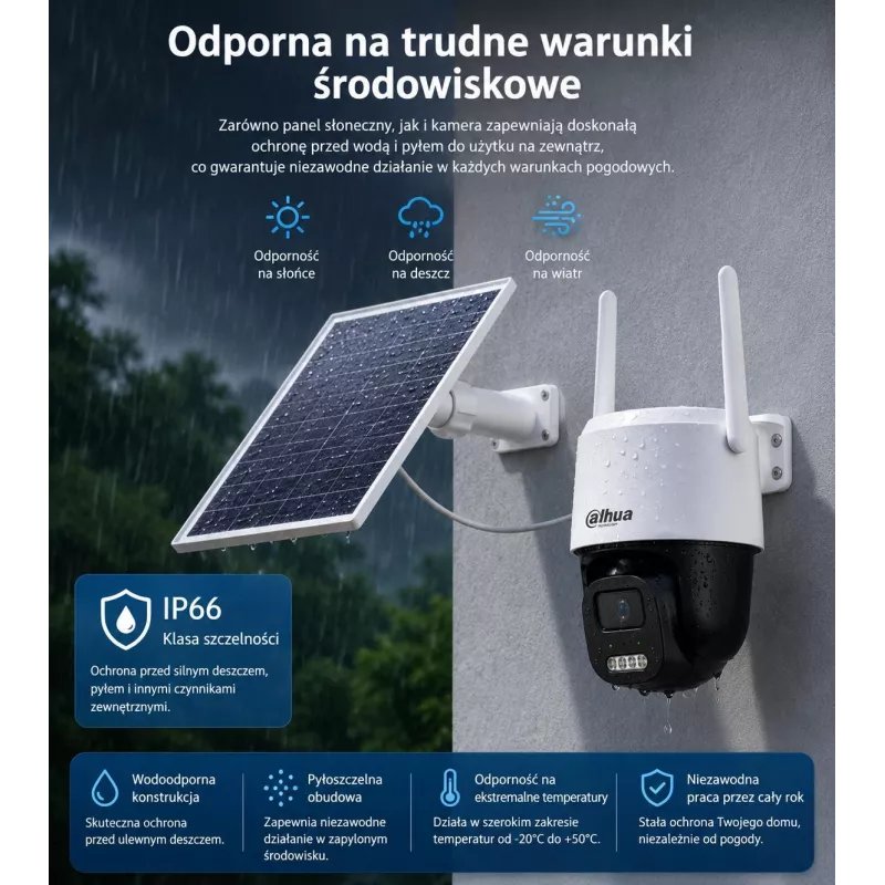 DAHUA BP5E 5MP Kamera obrotowa zasilana energią słoneczną 4G LTE z kolorowym widzeniem nocnym