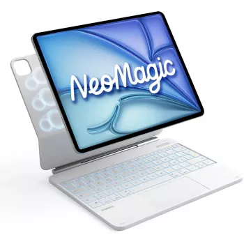 Inateck Keyboard Case dla iPad Pro 12,9 cala (3. do 6. generacji) z gładzikiem, podświetlanymi klawiszami, układem QWERTZ - Biały