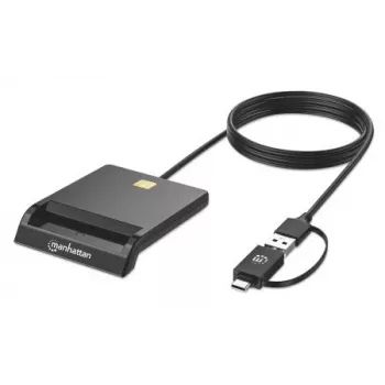 Manhattan USB-C i USB-A Combo Czytnik Kart Smart, Czarny