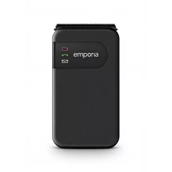 Emporia SIMPLICITYglam Czarny (2025) Telefon dla seniorów z przyciskiem SOS, 4G LTE, wyświetlacz 2,8 cala, ładowarka stołowa