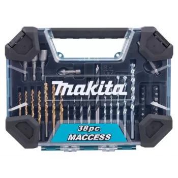 Makita E-22573 38-częściowy zestaw wierteł i bitów do wkrętarki z wiertłami HSS-G, do drewna i do muru