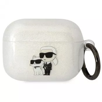 Karl Lagerfeld KLAPHNKCTGT AirPods Pro etui przezroczyste z brokatem Karl & Choupette