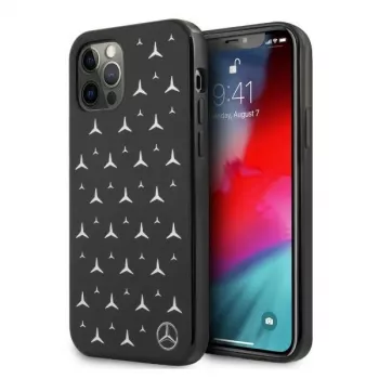 Mercedes-Benz iPhone 12 Pro Max twarda obudowa, wzór srebrnych gwiazd, czarna