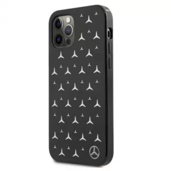 Mercedes-Benz iPhone 12 Pro Max twarda obudowa, wzór srebrnych gwiazd, czarna