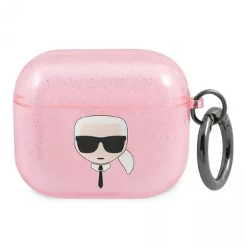 Karl Lagerfeld KLA3UKHGP Błyszcząca głowa Karla etui na AirPods 3 - różowe