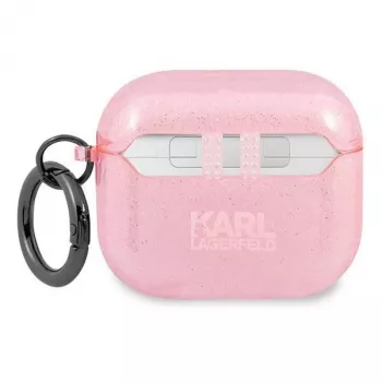 Karl Lagerfeld KLA3UKHGP Błyszcząca głowa Karla etui na AirPods 3 - różowe