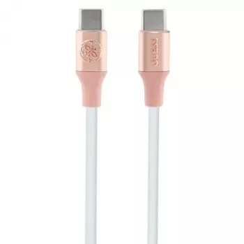 GUESS GUCCLALRGDP USB-C do USB-C kabel do szybkiego ładowania 1,5 m różowy z wytłoczonym logo