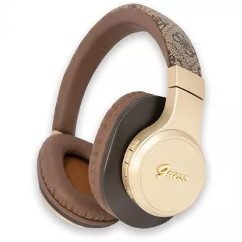 GUESS 4G Script Metal Logo Bezprzewodowe słuchawki nauszne Bluetooth 5.3 Brązowy