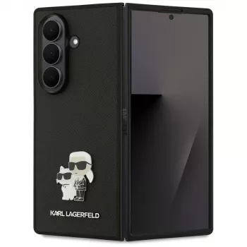 Karl Lagerfeld Saffiano Karl & Choupette Pin Case do Samsung Galaxy Z Fold7 – Czarny