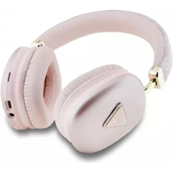 GUESS PU Leather 4G Triangle Logo Bluetooth Stereo Słuchawki Różowy