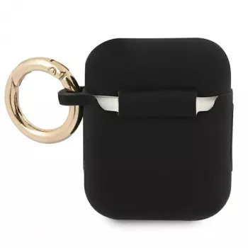 Guess GUA2SSSK AirPods 1/2 etui czarny silikon Vintage Script
