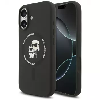 Karl Lagerfeld Silikonowe etui Karl & Choupette Ring MagSafe na iPhone 17 - czarne