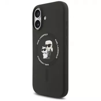 Karl Lagerfeld Silikonowe etui Karl & Choupette Ring MagSafe na iPhone 17 - czarne