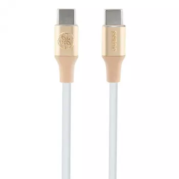 GUESS GUCCLALRGDD Kabel USB-C do USB-C 1,5 m szybkie ładowanie jasnozłoty z wytłoczonym logo