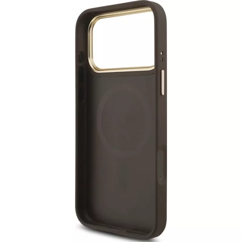 GUESS 4G Triangle Logo Etui MagSafe na iPhone 17 Pro Max - Brązowe i Złote