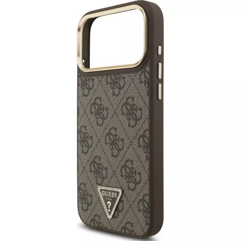GUESS 4G Triangle Logo Etui MagSafe na iPhone 17 Pro Max - Brązowe i Złote