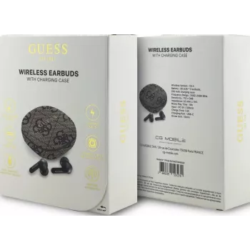 Guess 4G Classic Metal Logo True Wireless Earbuds z ENC i etui ładującym (brązowy)