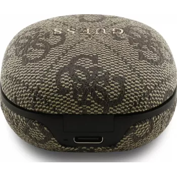 Guess 4G Classic Metal Logo True Wireless Earbuds z ENC i etui ładującym (brązowy)