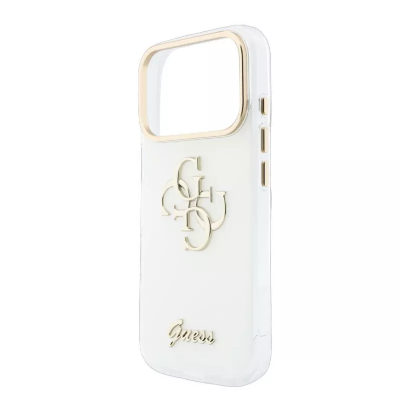 GUESS 4G Script Metal Protective Case for iPhone 18 Pro Max / 17 Pro Max - Biały