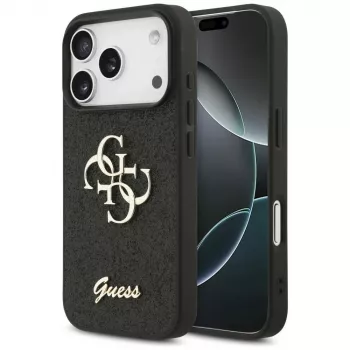 GUESS Fixed Glitter Big 4G Etui do iPhone 18 Pro / 17 Pro - Czarny