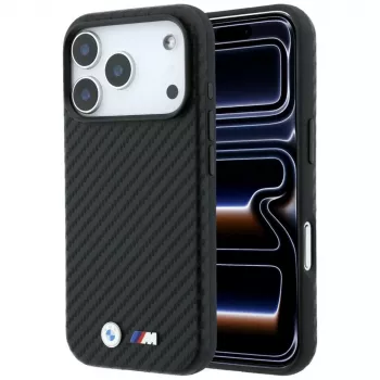 Etui BMW M Carbon Metal Logo MagSafe na iPhone 18 Pro / 17 Pro – czarne