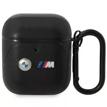 BMW BMA222PVTK Skórzane etui z zakrzywioną linią do AirPods 1/2 - Czarny