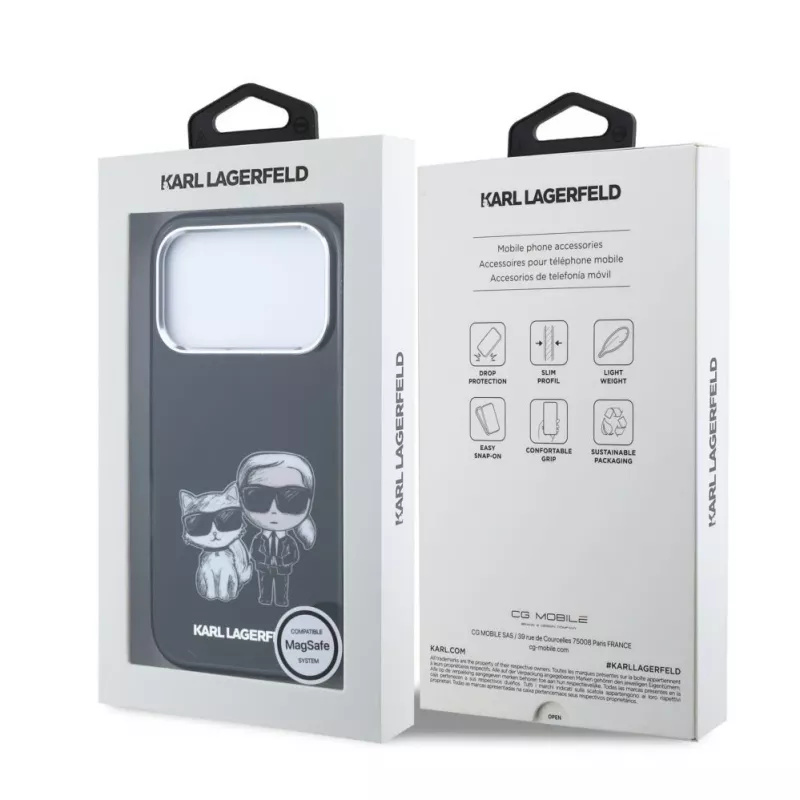 Karl Lagerfeld IML Karl & Choupette Bodies Sketch Print MagSafe etui do iPhone 18 Pro / 17 Pro - Czarny