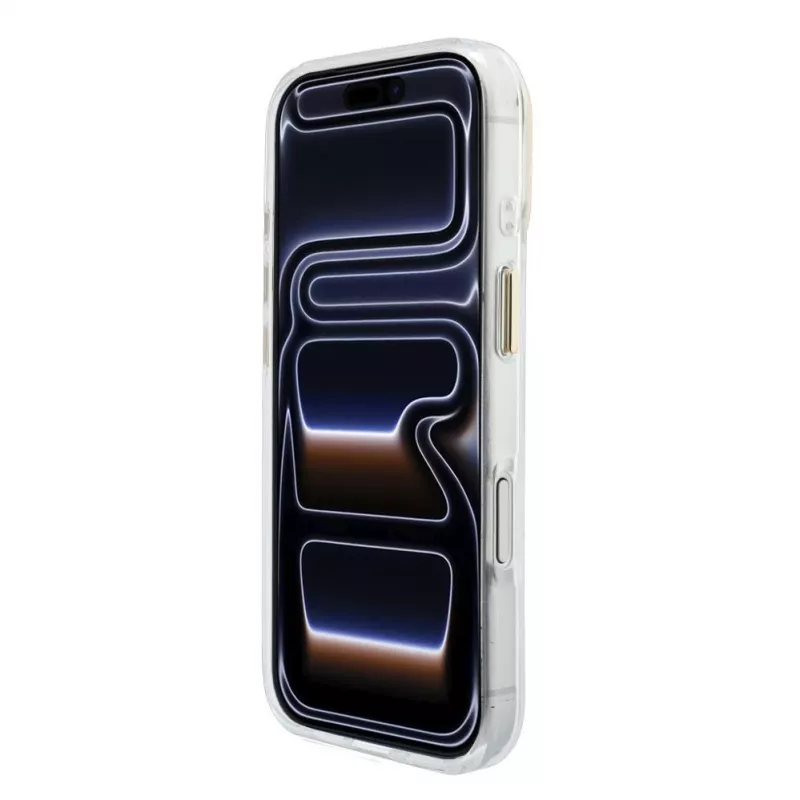 GUESS IML 4G Script Metal Etui na iPhone 15 Pro, Biały
