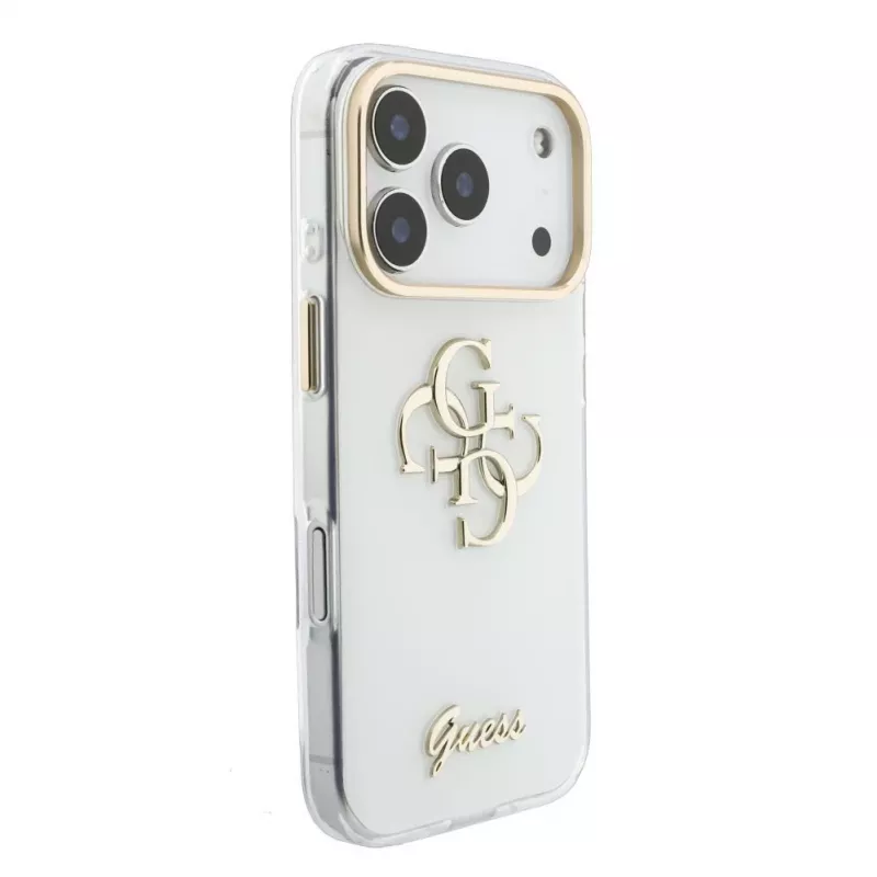 GUESS IML 4G Script Metal Etui na iPhone 15 Pro, Biały