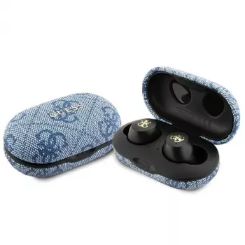 GUESS GUTWSP4EGB Prawdziwie bezprzewodowe słuchawki Bluetooth z ładowarką, ENC, niebieski metal
