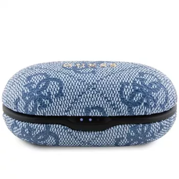 GUESS GUTWSP4EGB Prawdziwie bezprzewodowe słuchawki Bluetooth z ładowarką, ENC, niebieski metal