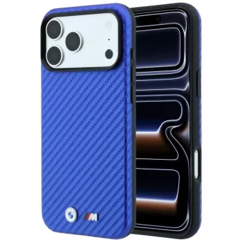 BMW M Carbon Metal Logo MagSafe Case do iPhone 18 Pro Max / 17 Pro Max - Niebieski