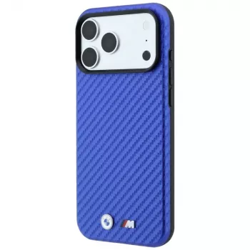 BMW M Carbon Metal Logo MagSafe Case do iPhone 18 Pro Max / 17 Pro Max - Niebieski