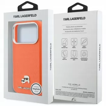 Karl Lagerfeld Karl & Choupette Head Pins Saffiano MagSafe etui do iPhone 17 Pro - Pomarańczowy