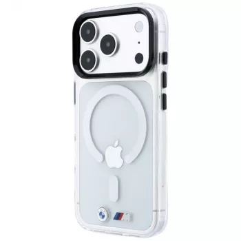 Etui BMW M IML z błyszczącym metalowym logo i wykończeniami MagSafe do iPhone 18 Pro / 17 Pro - przezroczyste