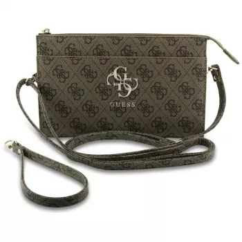 Guess Phone Pouch 4G Big Logo - Brązowa torba na ramię z kieszeniami na karty