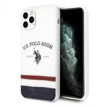 U.S. Polo Assn. USHCN58PCSTRB Etui do iPhone 11 Białe, wzór tricolor