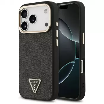 GUESS 4G Triangle Logo MagSafe Case do iPhone 18 Pro / 17 Pro - Czarny i Złoty