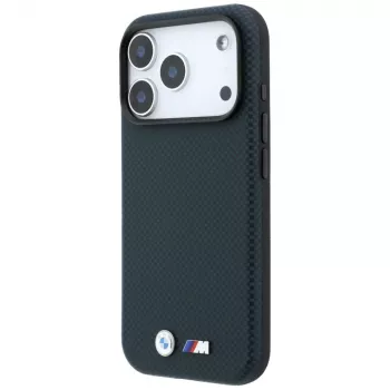 Etui BMW M Quadrille Kevlar z metalowym logo, MagSafe do iPhone 18 Pro / 17 Pro - granatowe